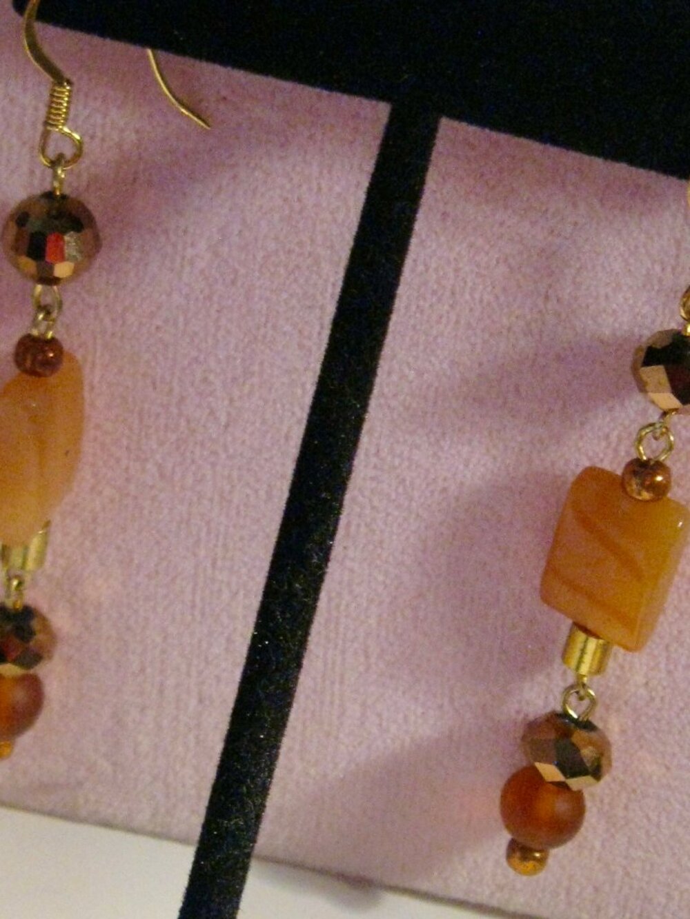 ONE OF A KIND PIERCED EARRINGS FROM T. BURKE DESIGNS BUTTERSCOTCH ANTIQUE BEADS